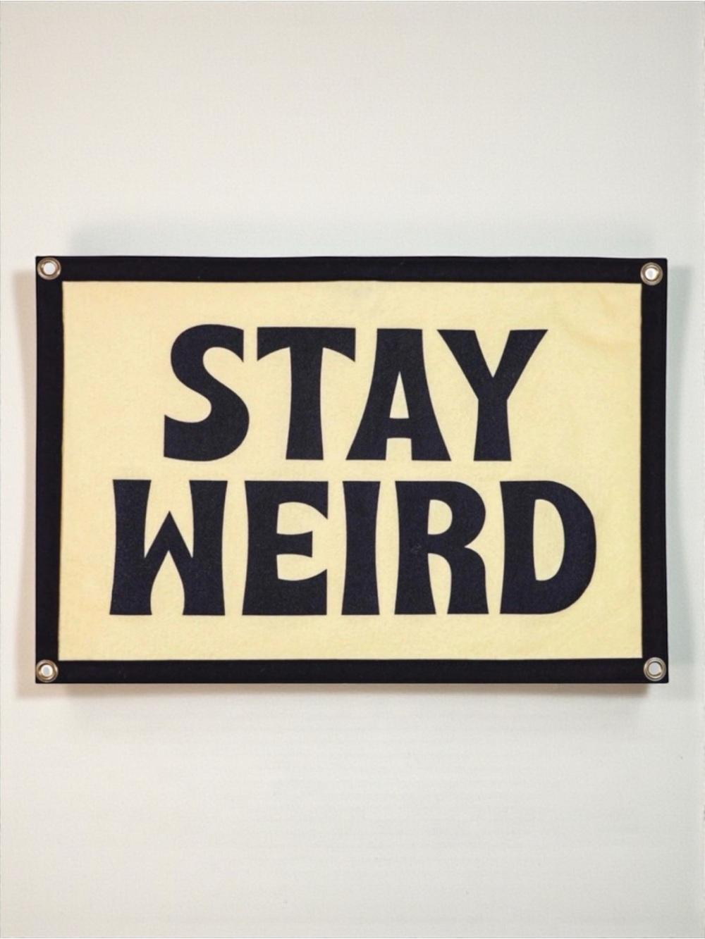 Oxford Pennant Stay Weird Camp Flag Banner Graphic Wall Decor NWT
